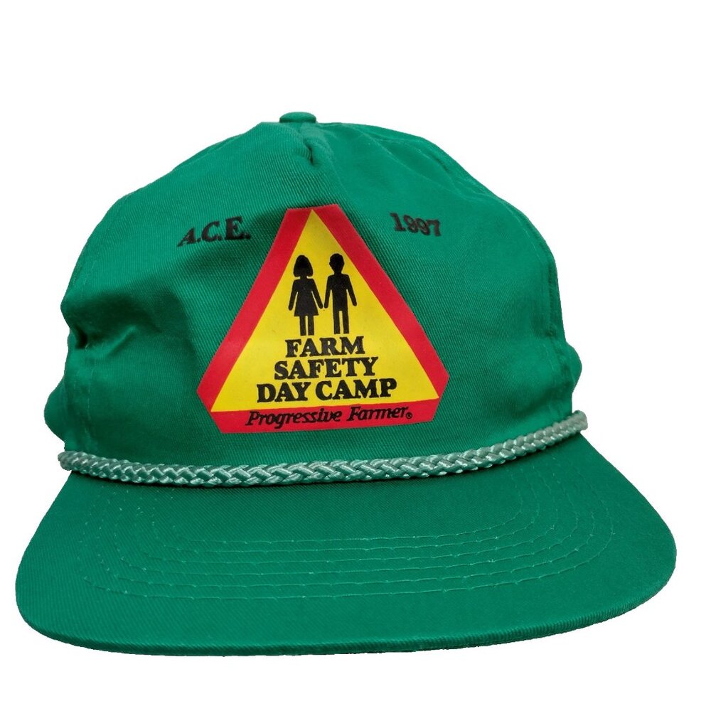 Vintage Farm Safety Day Camp Cap Snap Back Farmer 1997 Progressive Farmer
